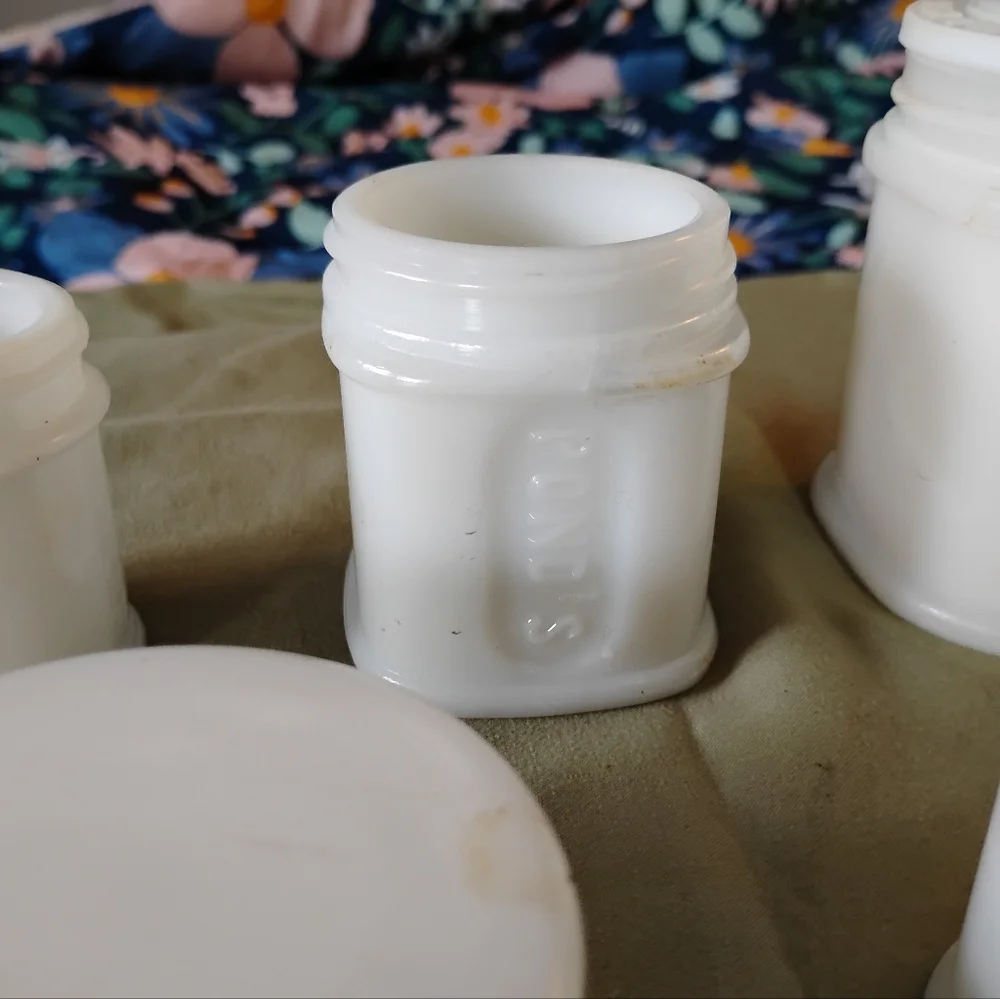 White vintage ceramic jars